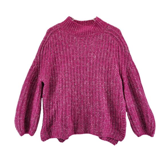 Anthropologie Pilcro Textured Tunic Sweater Size Small Oversized Pink White - Picture 1 of 11